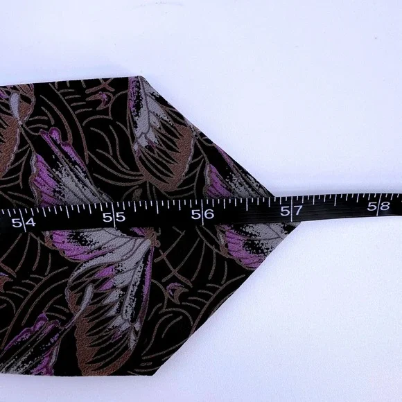 Vintage Giorgio Armani Cravatte Silk Tie Black Purple Butterfly Silk Italy 57L